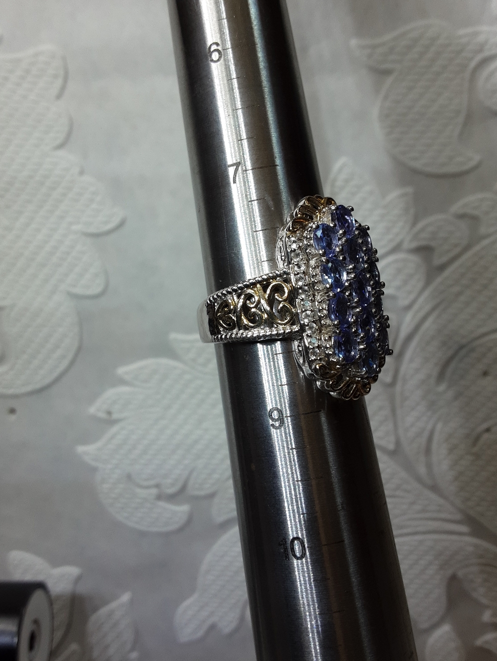 925 Tanzanite, White Zircon Ring. - Picture 6 of 6